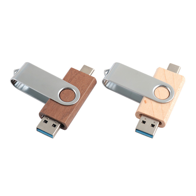 Un'unità flash USB in legno naturale 2.0 3.0 con tipo C + USB A nuove forme velocità rapida