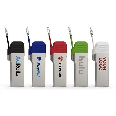 Chiavetta USB di tipo C con USB A con piccola catena di copertura in metallo, può laser e stampare logo ad alta velocità USB 3.2 e USB 3.1