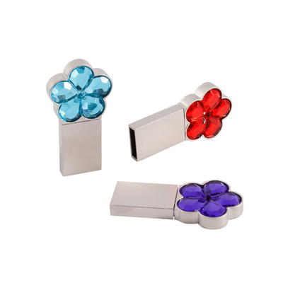 Notebook 64g 128g Metal USB Flash Drive a forma di fiore Cristallo