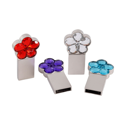 Notebook 64g 128g Metal USB Flash Drive a forma di fiore Cristallo