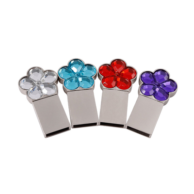 Notebook 64g 128g Metal USB Flash Drive a forma di fiore Cristallo