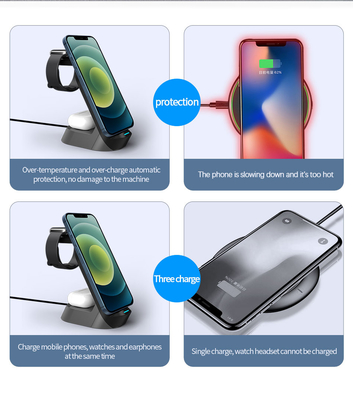 Caricabatterie wireless QI bianca 3 in 1 Compatibile con dispositivi compatibili Qi