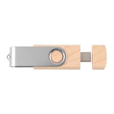 Un'unità flash USB in legno naturale 2.0 3.0 con tipo C + USB A nuove forme velocità rapida