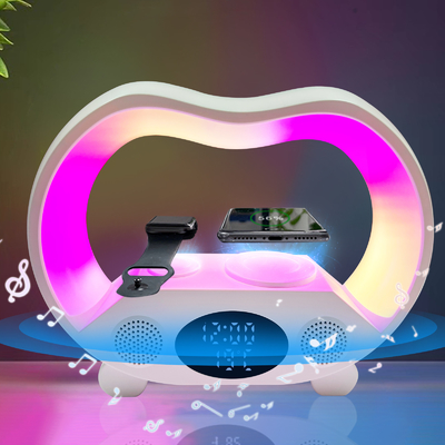 Altoparlante a ricarica veloce da 15W Caricabatterie wireless con luci colorate e materiale ABS Bluetooth