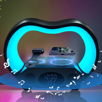 Caricabatterie wireless con luci colorate e altoparlanti blu-tooth