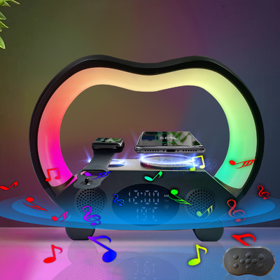 Caricabatterie wireless con luci colorate e altoparlanti blu-tooth