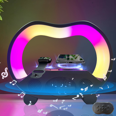 Caricabatterie wireless con luci colorate e altoparlanti blu-tooth