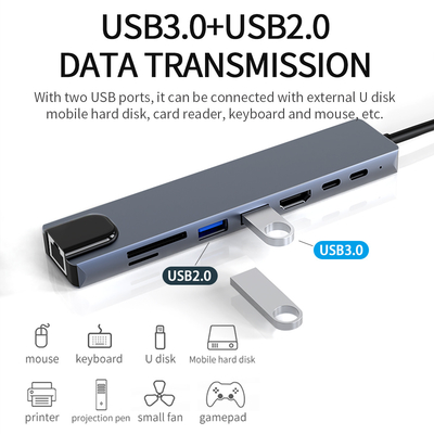 Rapido trasferimento dati lettore di schede di memoria in alluminio Fast Hub / Scheda di memoria Hub con stile affascinante