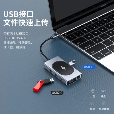 Adaptatore multifunzione USB tipo C HUB 9 in uno e con lettore di schede di memoria
