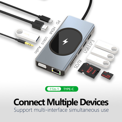Adapter di trasferimento dati multi-porto Hub 11 in uno fino a 5Gbps velocità di trasferimento supporta molte porte