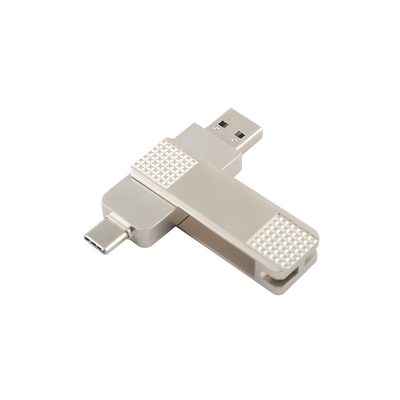 Dischi flash USB metallo tipo C in argento possono ruotare a 360 gradi con protezione con password