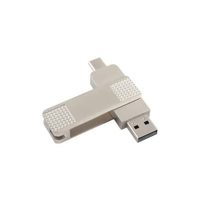 Dischi flash USB metallo tipo C in argento possono ruotare a 360 gradi con protezione con password
