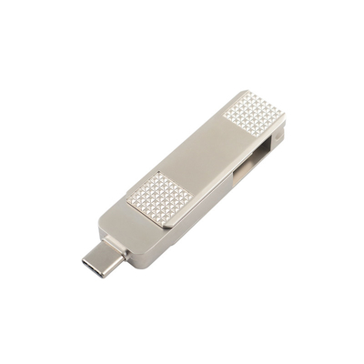 Dischi flash USB metallo tipo C in argento possono ruotare a 360 gradi con protezione con password