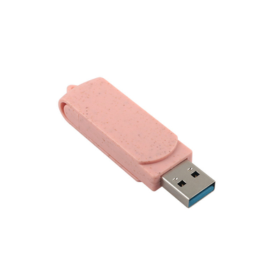 USB flash drive di tipo C Plastico rosa con paglia Materiale riciclabile e logo personalizzato