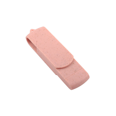 USB flash drive di tipo C Plastico rosa con paglia Materiale riciclabile e logo personalizzato