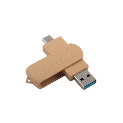 USB Beige Vibrante Personalizzato Con Logo Inciso Con Laser Materiali Riciclabili