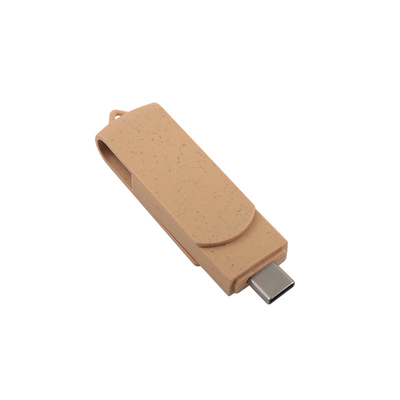USB Beige Vibrante Personalizzato Con Logo Inciso Con Laser Materiali Riciclabili