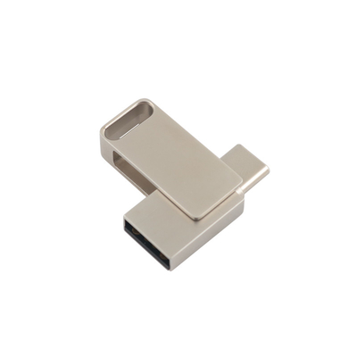 Unità flash USB in metallo argento impermeabile con USB 2.0 e incisione e stampa del logo di tipo C