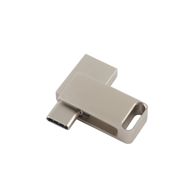 Unità flash USB in metallo argento impermeabile con USB 2.0 e incisione e stampa del logo di tipo C