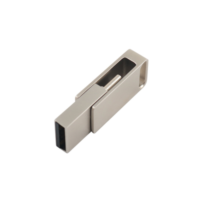 Unità flash USB in metallo argento impermeabile con USB 2.0 e incisione e stampa del logo di tipo C