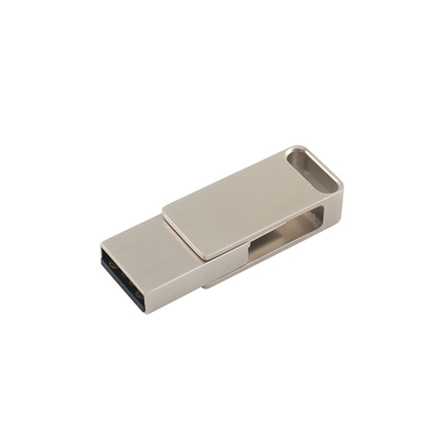 Unità flash USB in metallo argento impermeabile con USB 2.0 e incisione e stampa del logo di tipo C