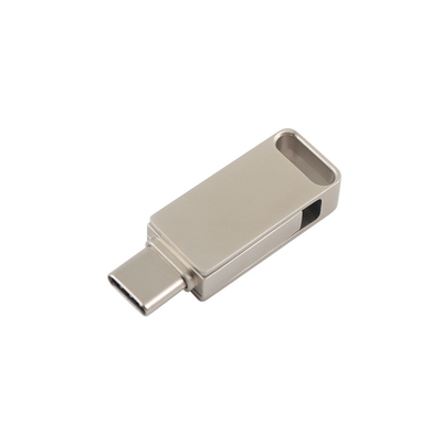 Unità flash USB in metallo argento impermeabile con USB 2.0 e incisione e stampa del logo di tipo C
