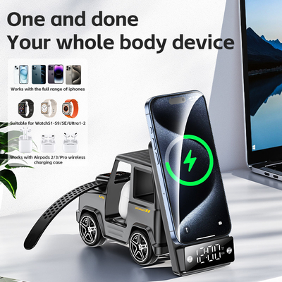 Caricabatterie senza fili a forma di auto arancione per iPhone Airpods IWatch 225G Uscita 9V/1.67A