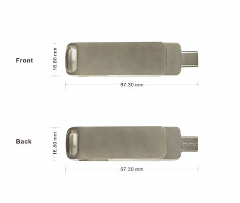 Chiavetta USB 3.0 Argento Opaco con porta Type-C e USB, compatibile con telefono e computer, 256GB 512GB 1TB
