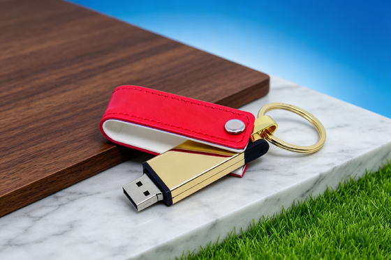 Mac OS compatibile Leather USB Flash Drive Nero Colore di magazzino Custom OEM Stile Design resistente Perfetto per regali aziendali
