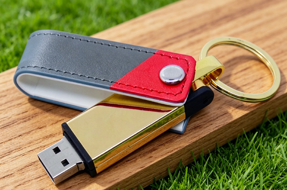 Mac OS compatibile Leather USB Flash Drive Nero Colore di magazzino Custom OEM Stile Design resistente Perfetto per regali aziendali