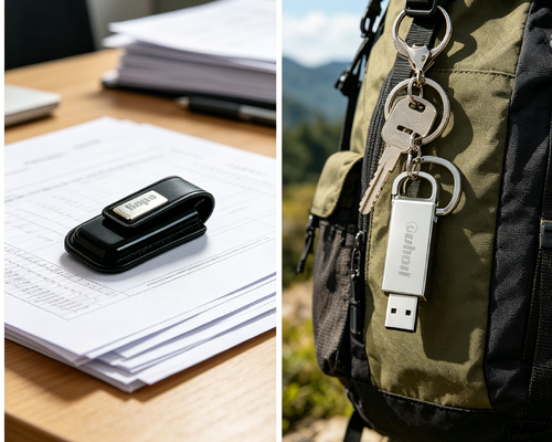Chiavetta USB in pelle Oem Soluzione di archiviazione portatile elegante e durevole di colore marrone, ideale per regali ed eventi aziendali