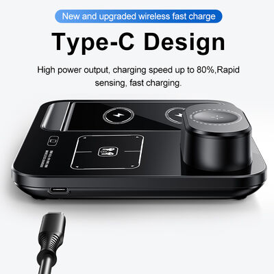 Carica veloce da 15W 3 in 1 caricabatterie wireless con design pieghevole e aspirazione magnetica