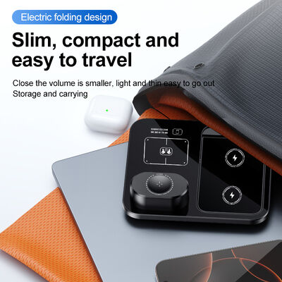 Carica veloce da 15W 3 in 1 caricabatterie wireless con design pieghevole e aspirazione magnetica