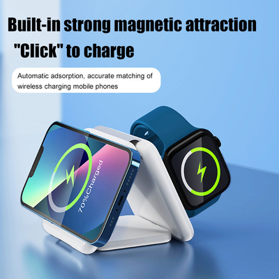 Dispositivo multiplo stazione di ricarica wireless da viaggio magnetica 3 in 1