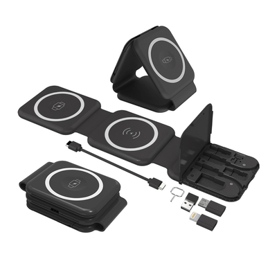 Caricabatterie magnetiche 2 in uno senza fili con USB e micro ejectore di schede SMI Lightning