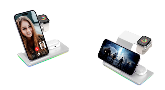 Caricabatterie wireless multifunzione a luce LED per carica rapida di 15W e dispositivi abilitati a Qi