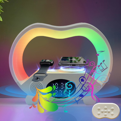 Altoparlante a ricarica veloce da 15W Caricabatterie wireless con luci colorate e materiale ABS Bluetooth