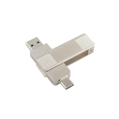 Dischi flash USB metallo tipo C in argento possono ruotare a 360 gradi con protezione con password