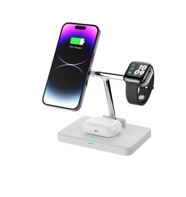 Carica veloce in posizione verticale senza fili 3 in 1 caricabatterie veloce per telefono auricolare Watch