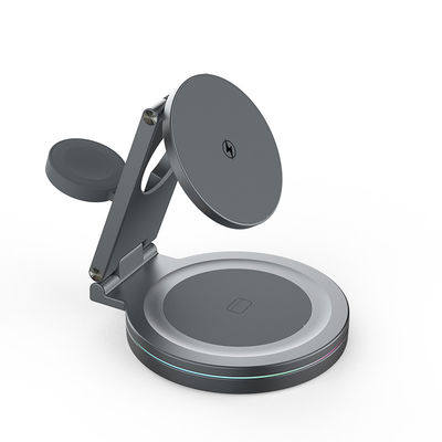 Caricabatterie magnetiche senza fili pieghevoli con rotazione a 360 gradi e potenza di uscita di 15W