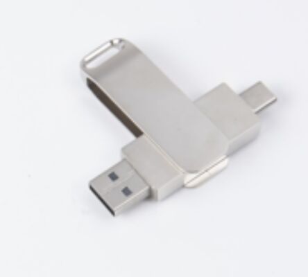 Chiavetta USB 3.0 Argento Opaco con porta Type-C e USB, compatibile con telefono e computer, 256GB 512GB 1TB