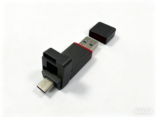 Chiavetta USB in metallo nero con pistola con porta di tipo C conforme alla richiesta del cliente Logo laser con corpo in metallo