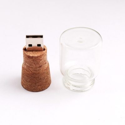 La bottiglia di legno della chiavetta USB di 16GB 32GB 64GB ha modellato il tappo di vetro del vino