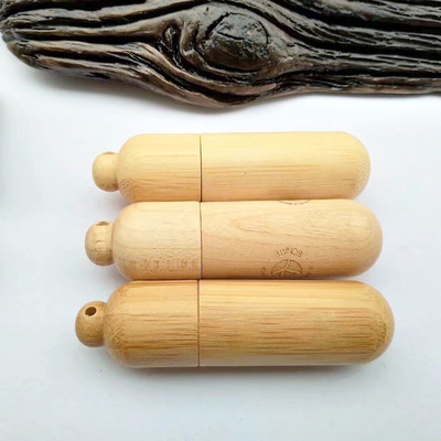Il usb di bambù cilindrico 256GB attacca le chiavette USB di legno su ordinazione per i fotografi